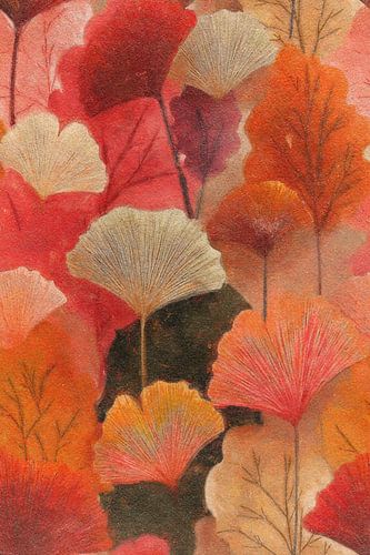 Gingko bladeren in warme tinten