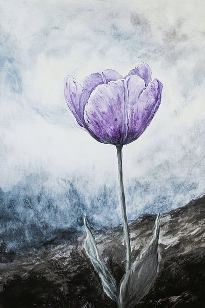 Elegant purple tulip painting by Imperial Art House