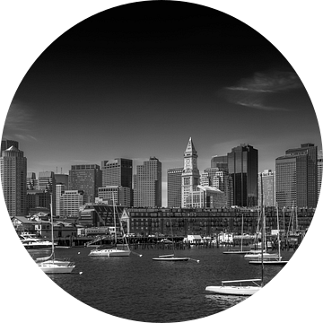 BOSTON Skyline, Noord-Einde En Financiële District | zwart-wit van Melanie Viola