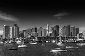 BOSTON Skyline, Noord-Einde En Financiële District | zwart-wit van Melanie Viola