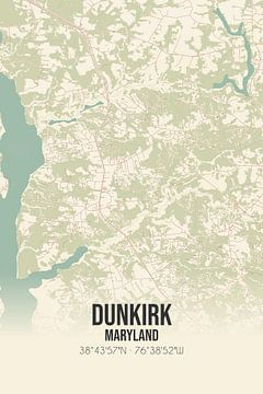 Vintage landkaart van Dunkirk (Maryland), USA. van MijnStadsPoster