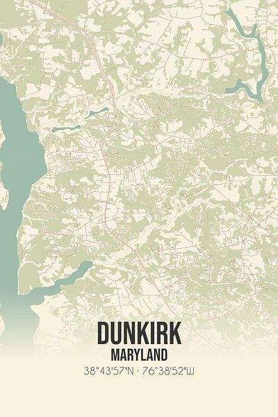Carte ancienne de Dunkerque (Maryland), Etats-Unis. par Affiches de lieux