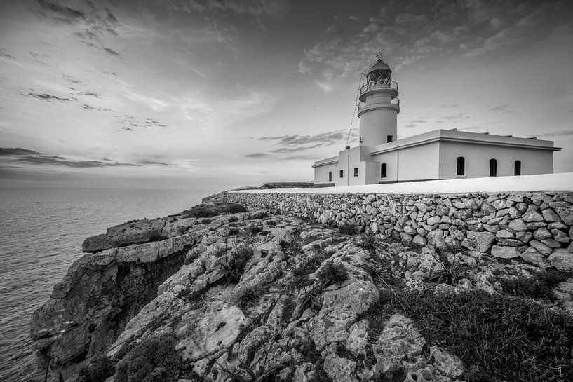 Phare Cavallería sur l'île de Minorque. Black &amp; Paysage blanc. par Manfred Voss, Photographie Noir et Blanc