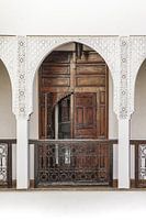 Vintage Houten Deur In Traditionele Riad In Marrakech, Marokko