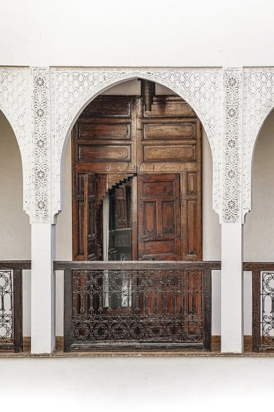 Vintage Wooden Door In Traditional Riad In Marrakech, Morocco by Henrike Schenk