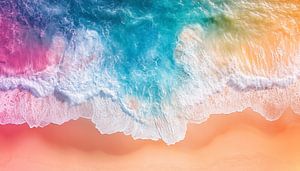 Rainbow colours beach panorama
