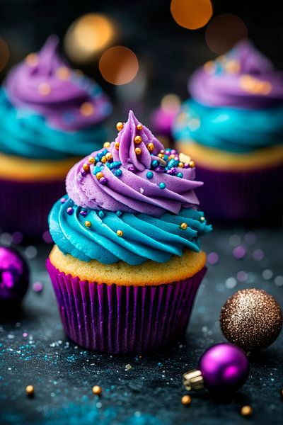 Bunte Cupcakes mit Zuckerstreuseln von Poster Art Shop