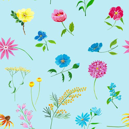 Vrolijk naadloos bloemenpatroon