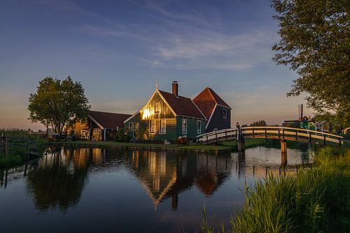 De Zaanse Schans tijdens het Blauw uurtje