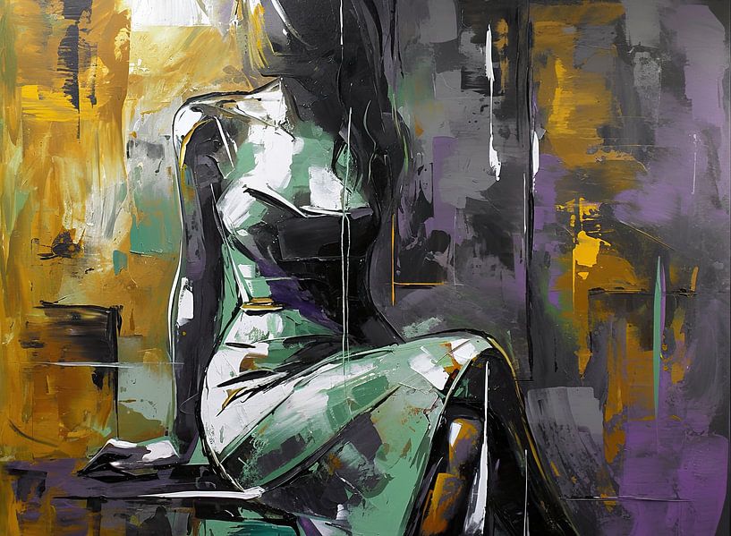 Silence in Chaos van Abstract Schilderij