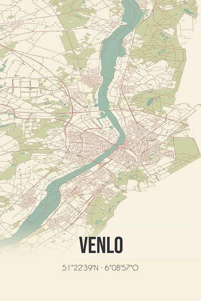 Vintage map of Venlo (Limburg) by Prints of Place