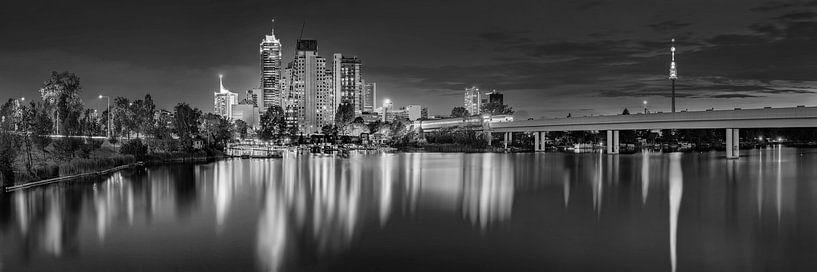 Vienne Skyline de la ville du Danube en noir et blanc. par Manfred Voss, Photographie Noir et Blanc