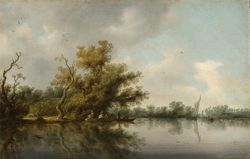 Riverbank with Old Trees, Salomon van Ruysdael by Masterful Masters