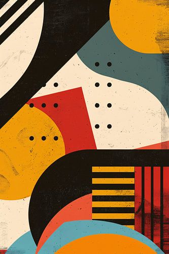 Abstract compositie met geometrische vormen en primaire kleuren