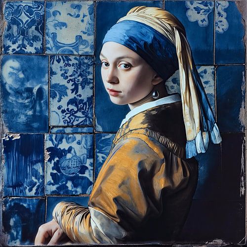 Jeune fille à l'oreille de perle - Vermeer - variation memt carreaux de cuisine