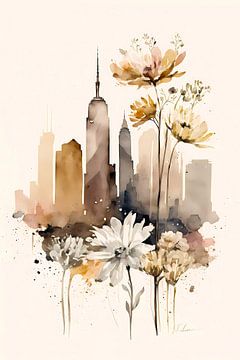Aquarel skyline New York van haroulita