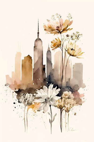 Aquarell Skyline New York von haroulita