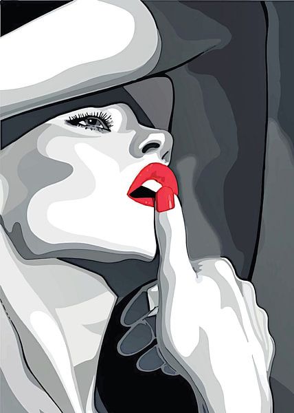 Gedurfde Elegantie - Rode Lippen Muur Art van darrent Mark