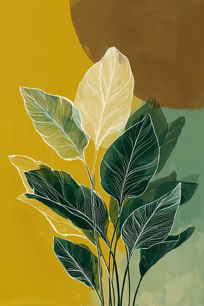 Minimalistisch Bladerspel in Groen & Goud no.5 by Studio BB