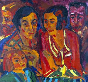 PETER AUGUST BÖCKSTIEGEL, Selbstporträt mit Familie und dem Ehepaar Ruck, um 1924