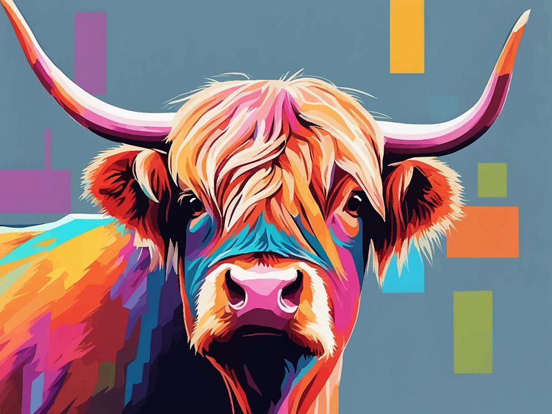 Highland Cow Pop Art 9 by MIROKKU