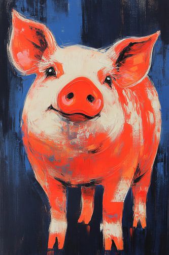 Kleurrijk schilderij van een varken