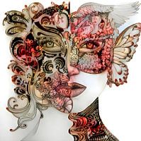 Masquerade- Berries, series Faces, red