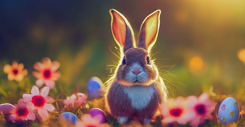 Lapin de Pâques avec des œufs, Art Illustration par Animaflora PicsStock