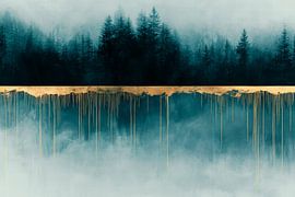 Boslandschap met een gouden accent van Poster Art Shop