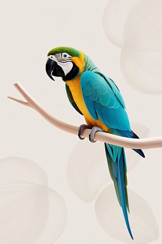 Blauwe ara op een tak