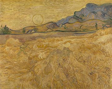 Wheat field with reaper and sun, Vincent van Gogh