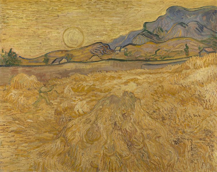 Wheat field with reaper and sun, Vincent van Gogh by Masterful Masters