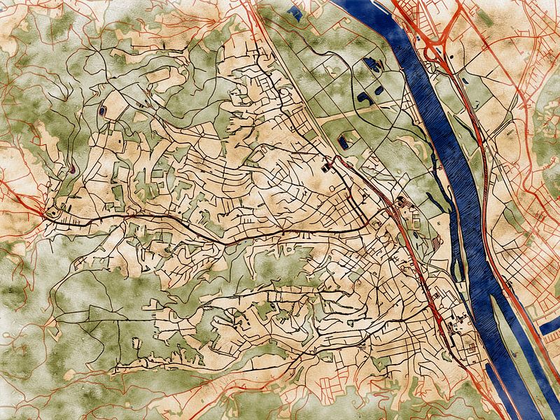Kaart van Klosterneuburg in de stijl 'Serene Summer' van Maporia