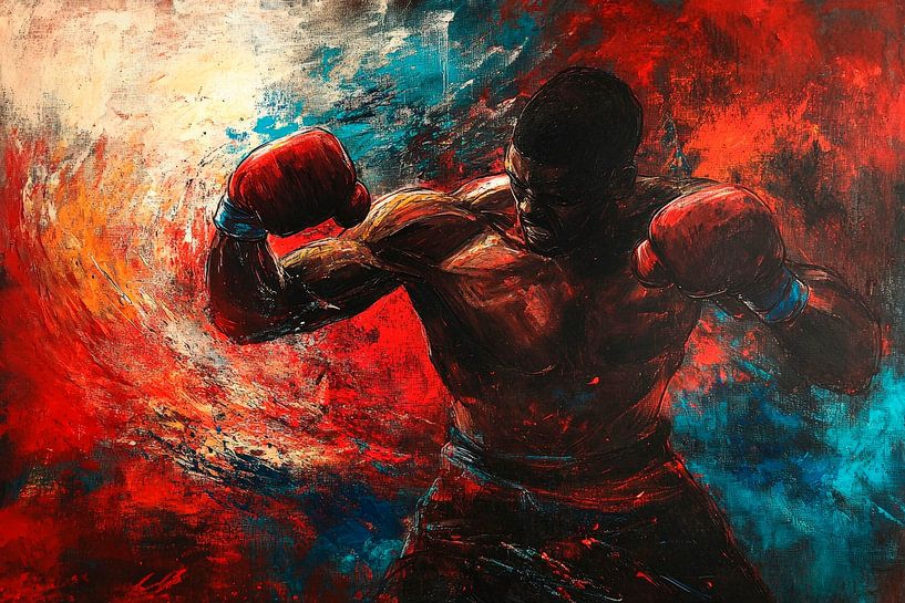 Kraftvolle Boxszene in lebhaften Farben von Poster Art Shop