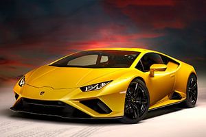 Lamborghini Huracan, gelber italienischer Sportwagen