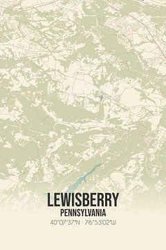 Vintage landkaart van Lewisberry (Pennsylvania), USA. van Rezona