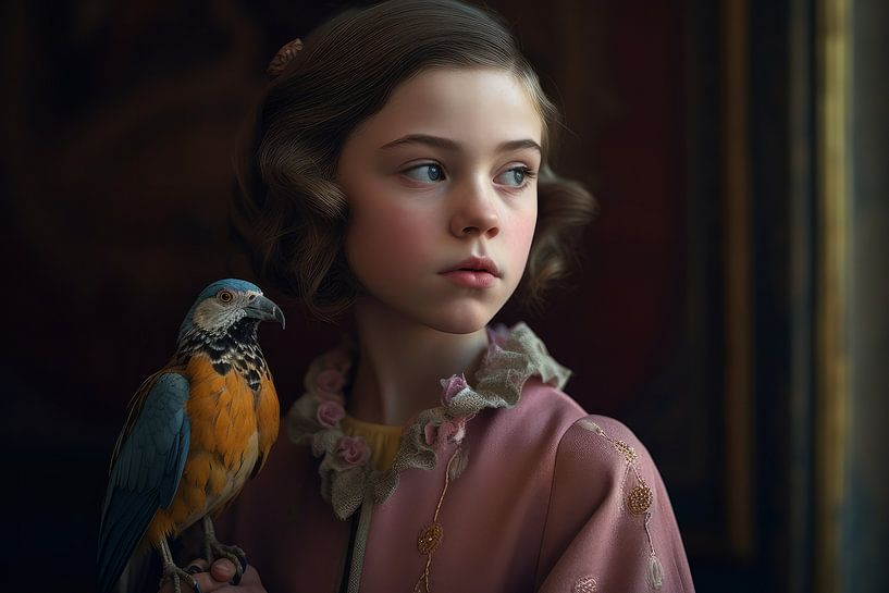 Fine art portret &quot;Me and my bird&quot; van Carla Van Iersel