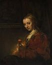 Vrouw met een roze, Rembrandt van Rembrandt van Rijn thumbnail