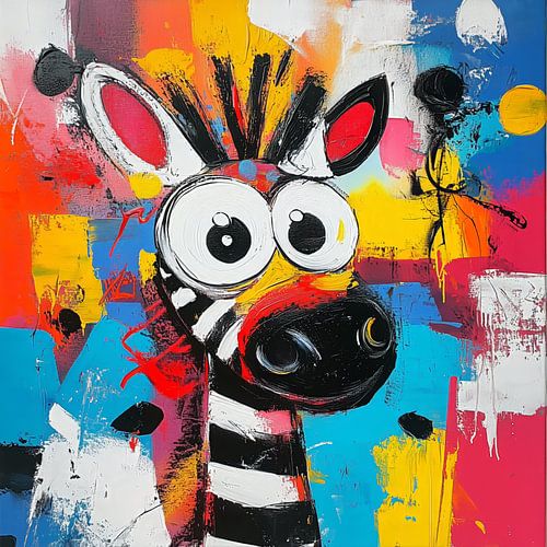 Vrolijke Zebra in Kleurrijke Stijl