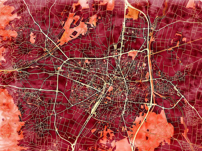 Carte de Colmar avec le style 'Amber Autumn' par Maporia