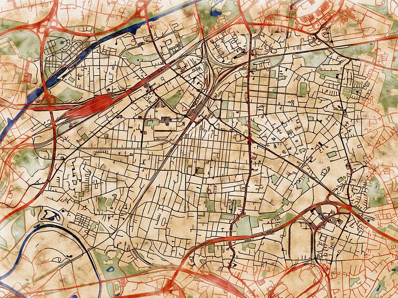 Map of Oberhausen with the style 'Serene Summer' by Maporia