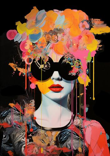 Cheveux de couleur vive &amp ; lunettes de soleil noires