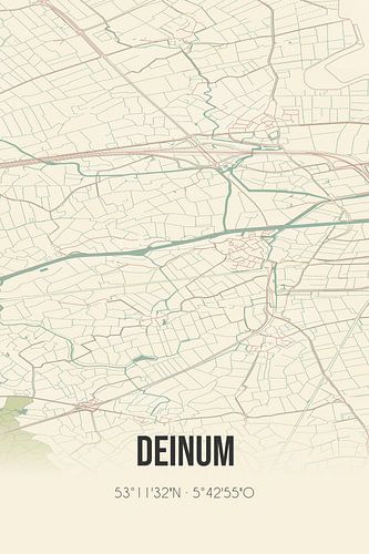 Alte Karte von Deinum (Fryslan)