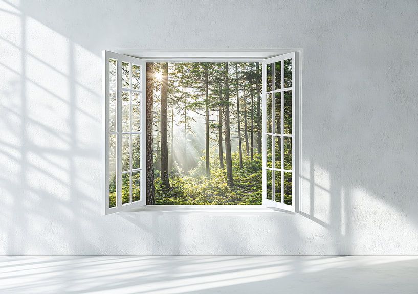 vue sur le paysage forestier depuis le salon par Egon Zitter