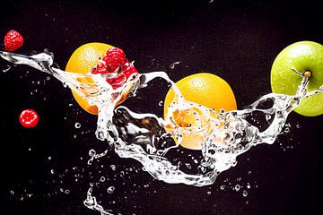 Fruits in a splash of water, Art illustration by Animaflora PicsStock