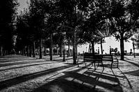 Calella Spanje, zwart-wit in de opkomende zon