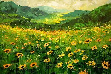 Zonnebloemen schilderij van Egon Zitter