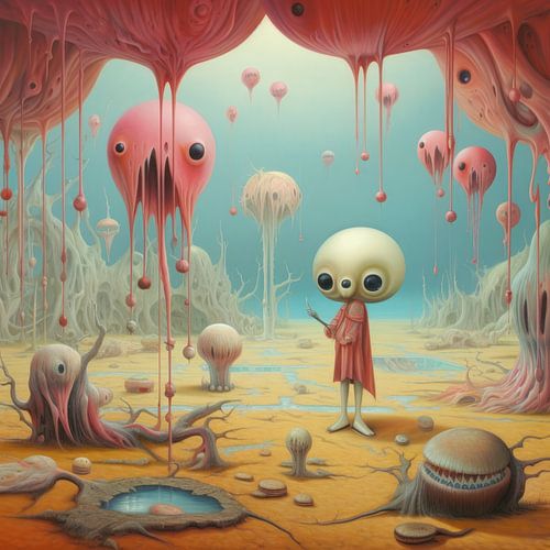 Fairytale Land, Strange fairytale alien landscape with unusual creatures