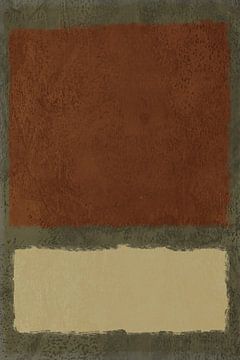 Abstrakte minimalistische Landschaftsmalerei in Weiß, Terra, Moosgrün von Abstrakte minimalistische Kunst