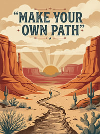 „Geh deinen eigenen Weg“ – Vintage-Grafikdesign im Desert-Canyon-Explorer-Stil von Riswan Ratta